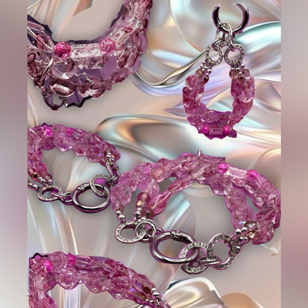 Elegant Pink Glass Beaded Bracelet